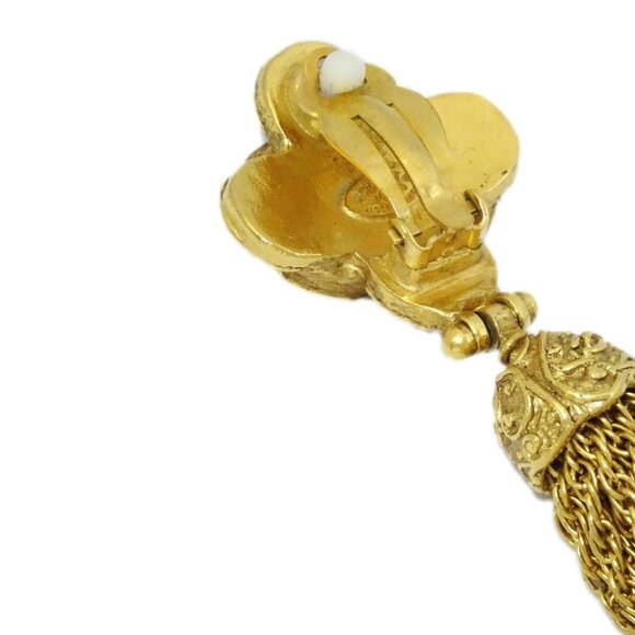 Chanel Fringe Dangle Earrings Clip-On Gold 94A - Picture 3 of 4